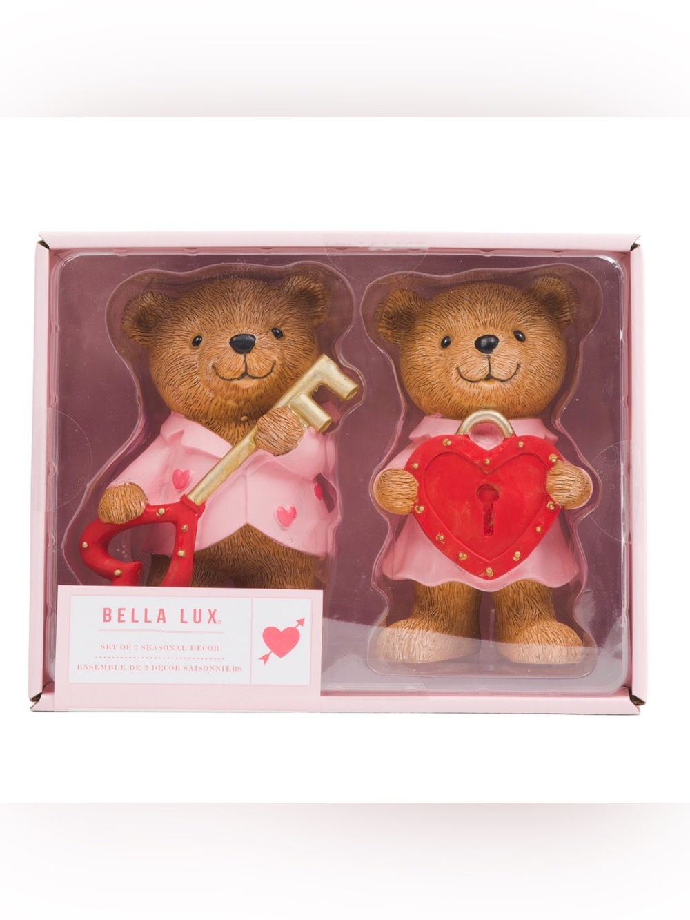 BELLA LUX Set of Two Lock and Key Bears